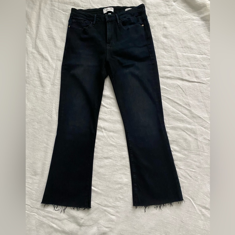 Frame Lr Crop Mini Bootcut, midrise, dark blue, size 29